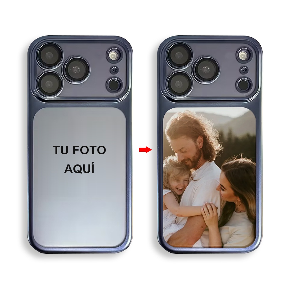 Funda personalizada con foto para iPhone color azul titanio