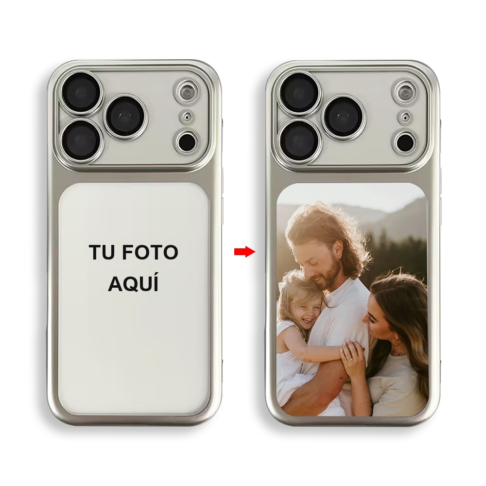 Funda personalizada con foto para iPhone color blanco plata
