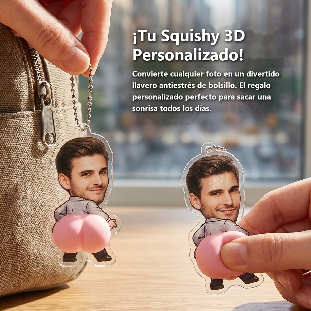 Llavero squishy antiestres con foto personalizada 3D