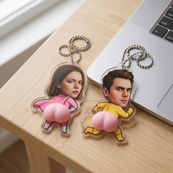 Llaveros pareja superhéroes personalizados relieve 3D