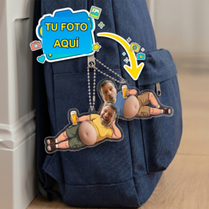 Llaveros divertidos con foto y relieve 3D de barriga cervecera