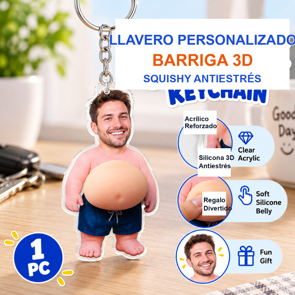 Pellizcando la barriga squishy del llavero de playa