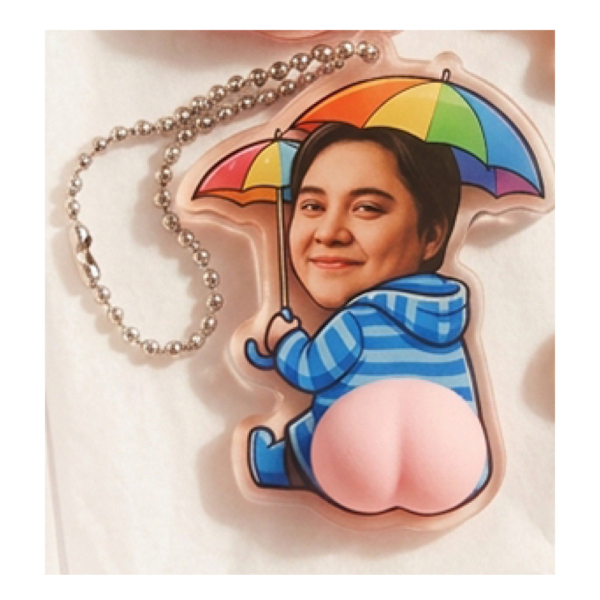 Llavero personalizado con foto paraguas azul