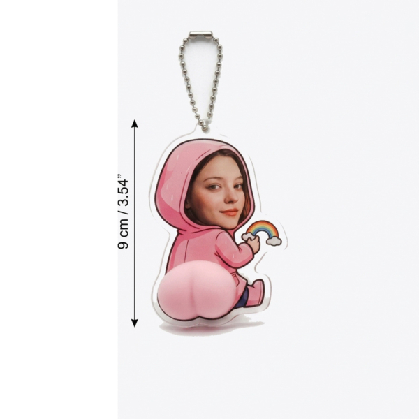 Llavero personalizado con cara y trasero 3D sudadera rosa