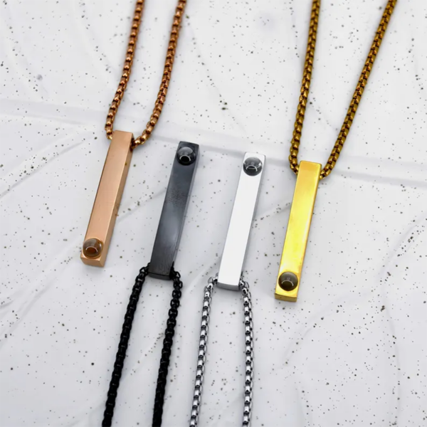 Collar Barra Prismática para Hombre con Foto Interior Oculta y Proyección 3