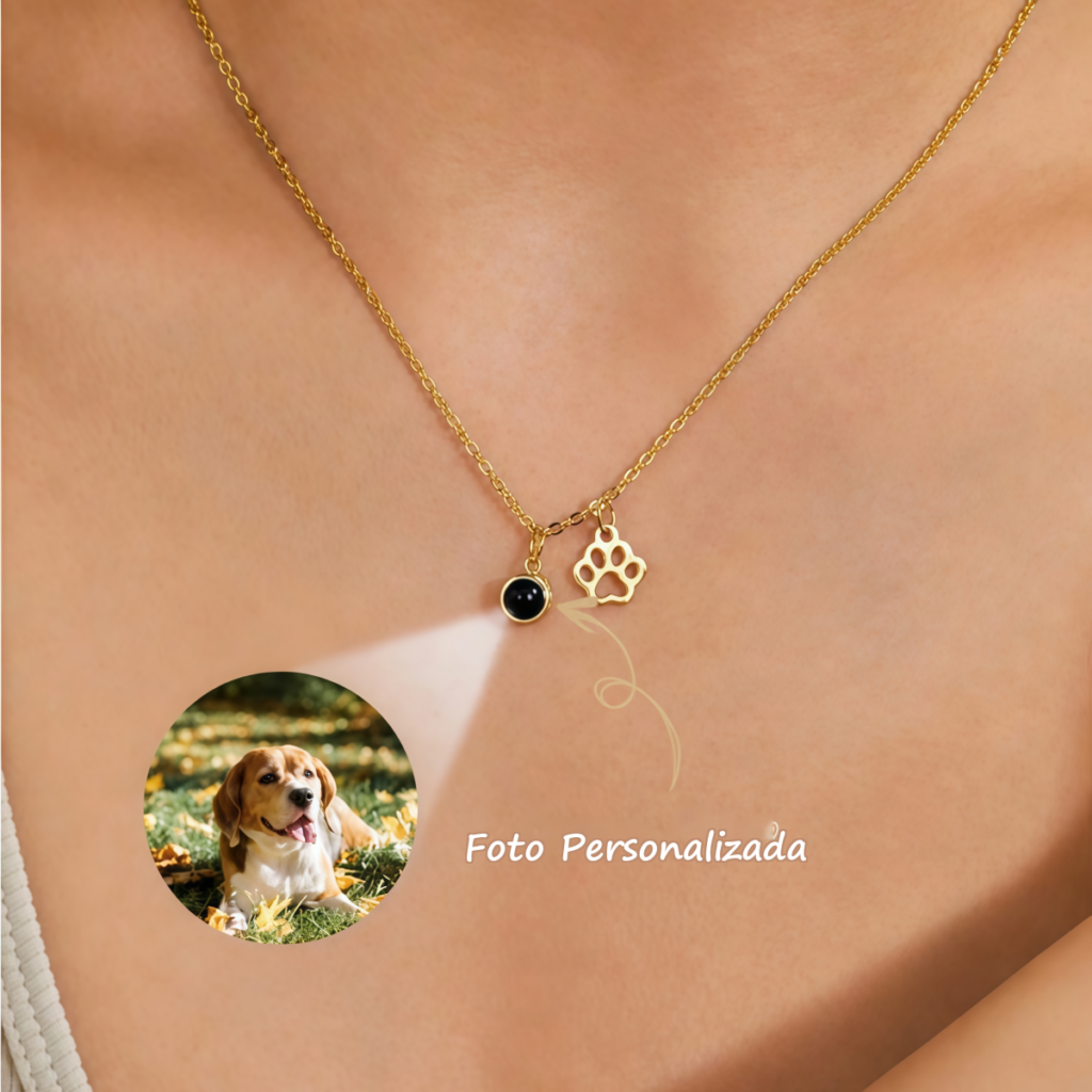 Collar Silueta Huella Calada con Proyección de Foto de Mascota foto 2
