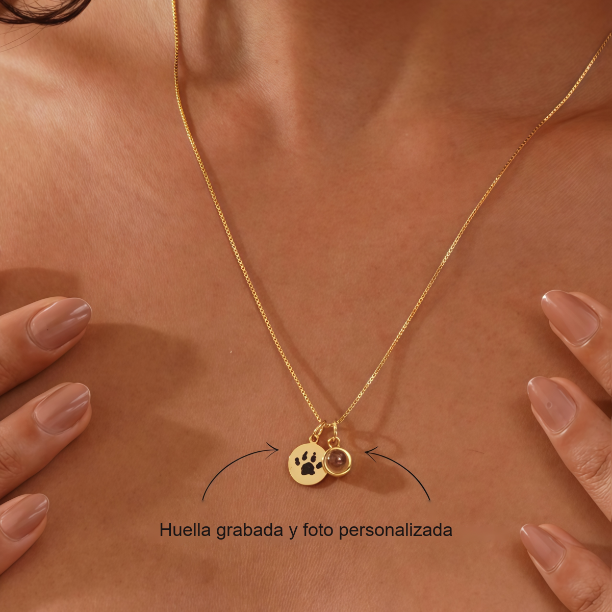 Collar Huella de Mascota Grabada con Medalla y Foto Proyectada Personalizada foto 2