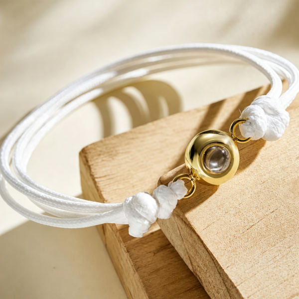Pulsera Ajustable de Cuerda con Abalorio Bolita y Foto Proyectada 3