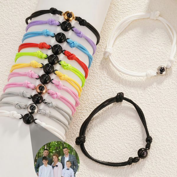 Pulsera Ajustable de Cuerda con Abalorio Bolita y Foto Proyectada 4