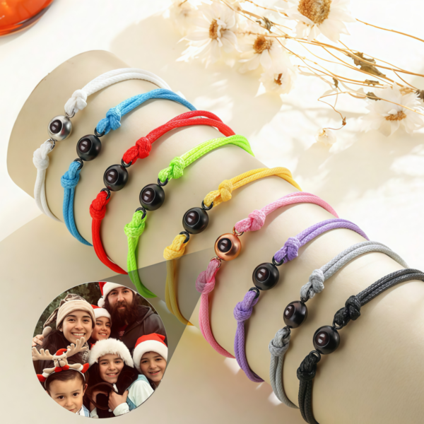 Pulsera Ajustable de Cuerda con Abalorio Bolita y Foto Proyectada 5