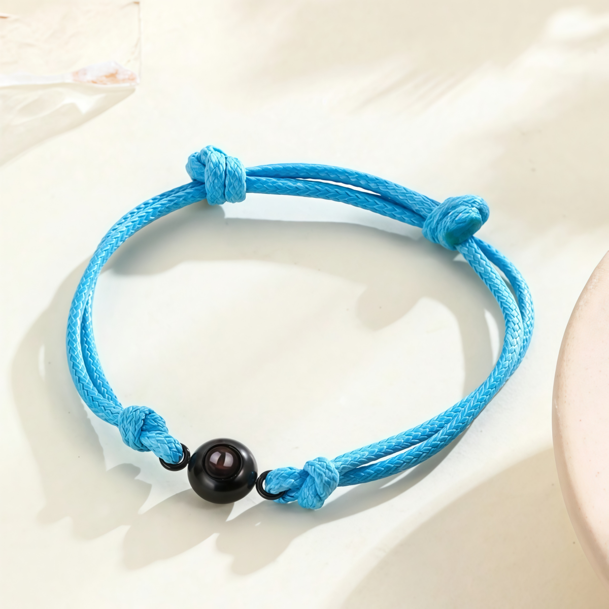 Pulsera Ajustable de Cuerda con Abalorio Bolita y Foto Proyectada 6